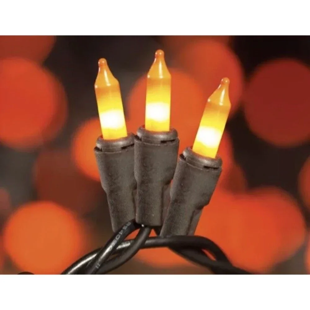 Home Accents 100 Orange Mini LED String Lights Halloween Indoor Outdoor Decor